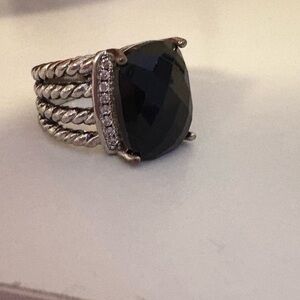 David Yurman Elegant Silver and Black Women's Ring sz8
